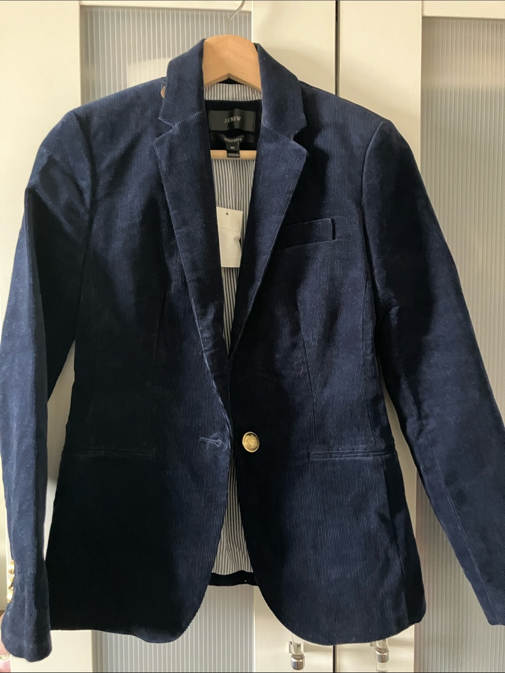 J. Crew Dark Navy Corduroy Blazer with Gold Button